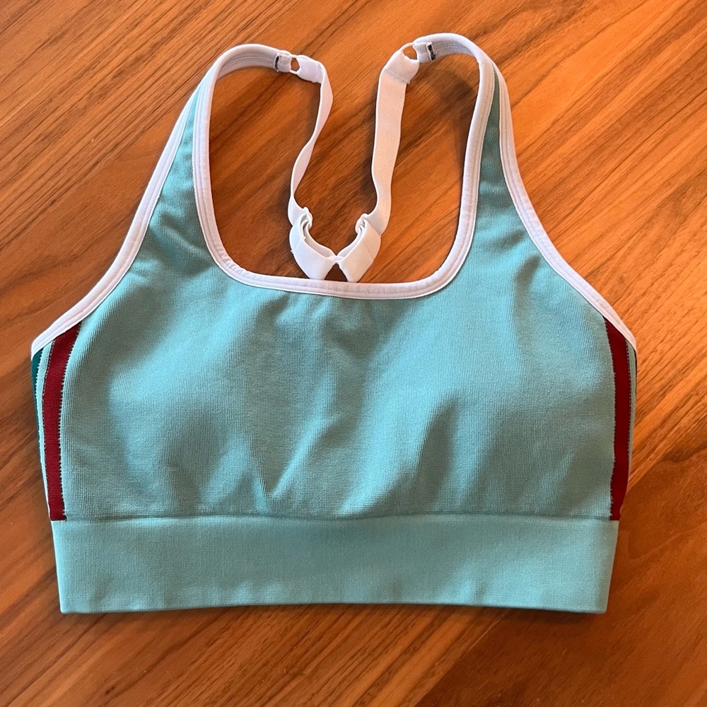Fabletics Turquoise & Red Sports Bra